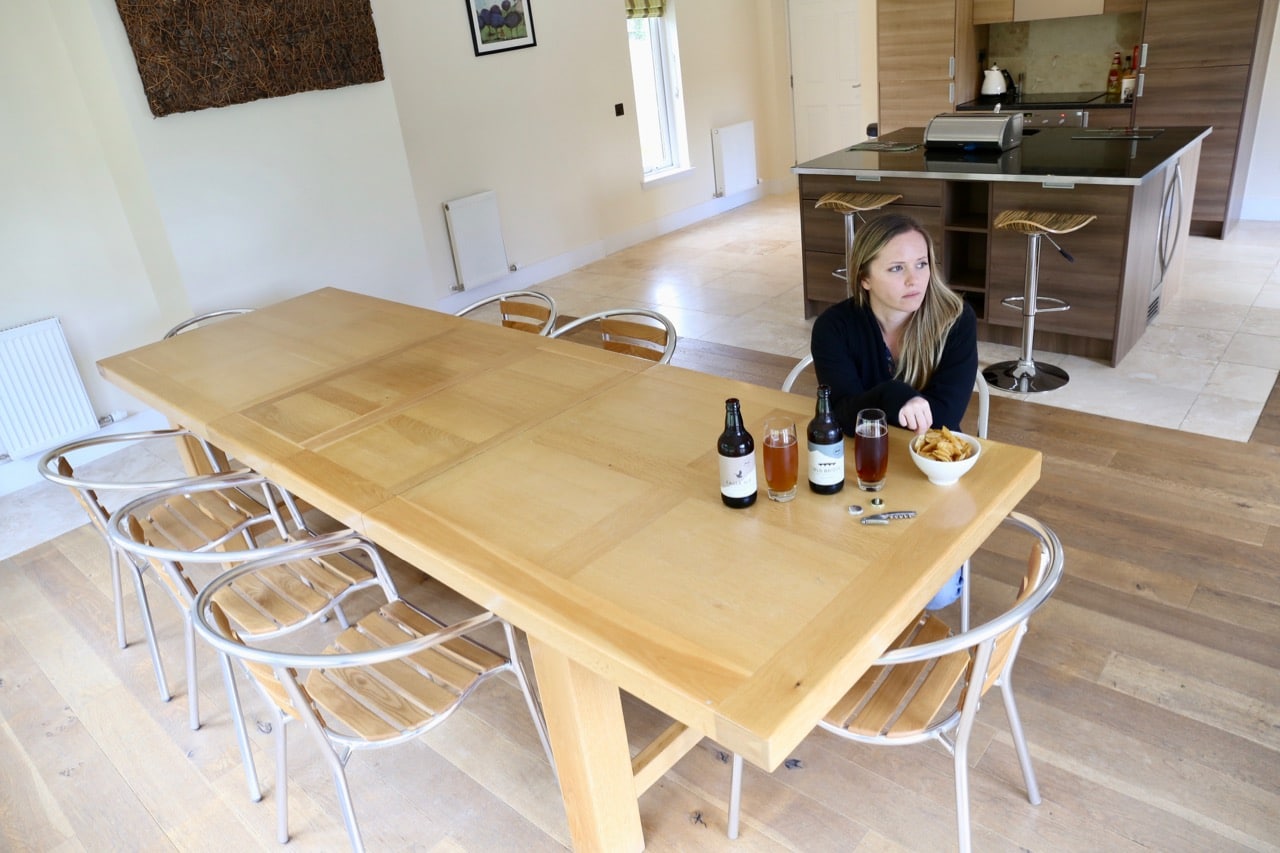Open concept kitchen and dining room at Achnagairn Castle's Mini Manors.