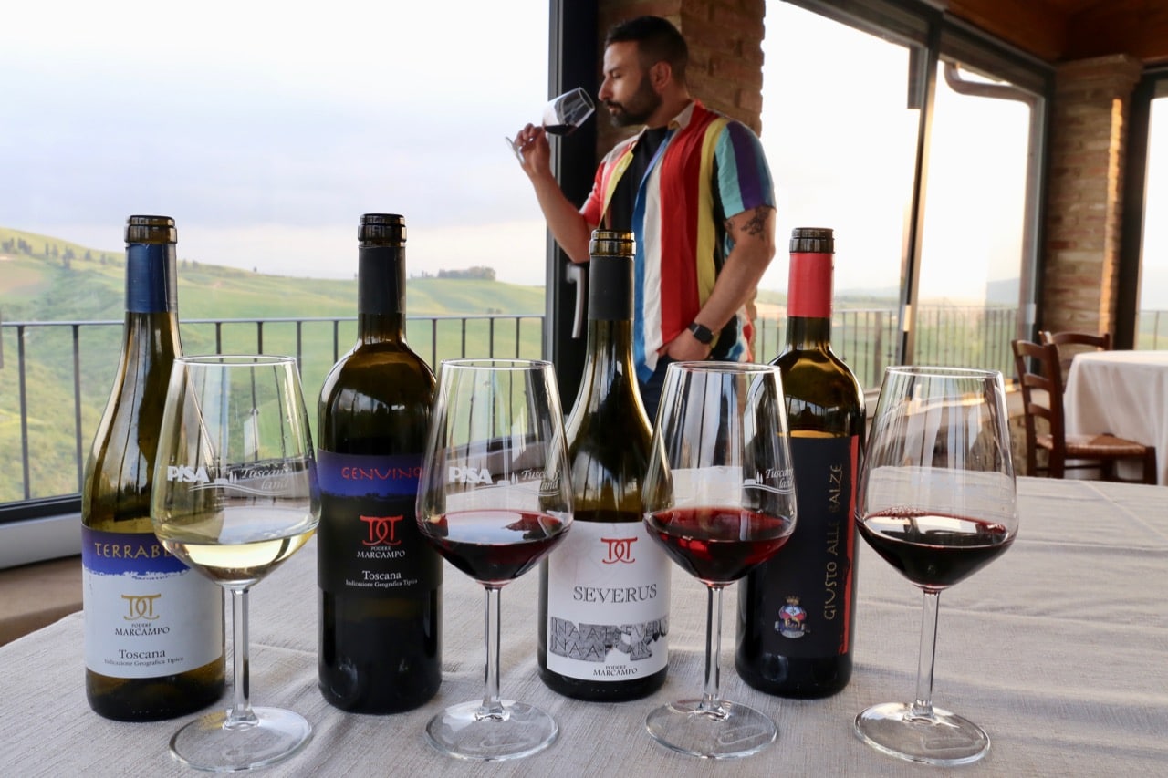 Enjoy a tasting of Podere Marcampo's award-winning Tuscan wines.