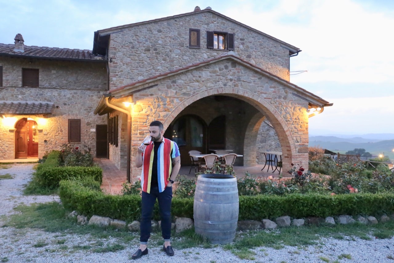 Accommodation at Podere Marcampo overlooks a patio and swimming pool.