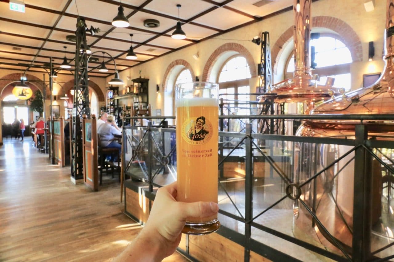 Enjoy a sud-sloshed dinner in gay Leipzig at Bayerischer Bahnhof Brewery.