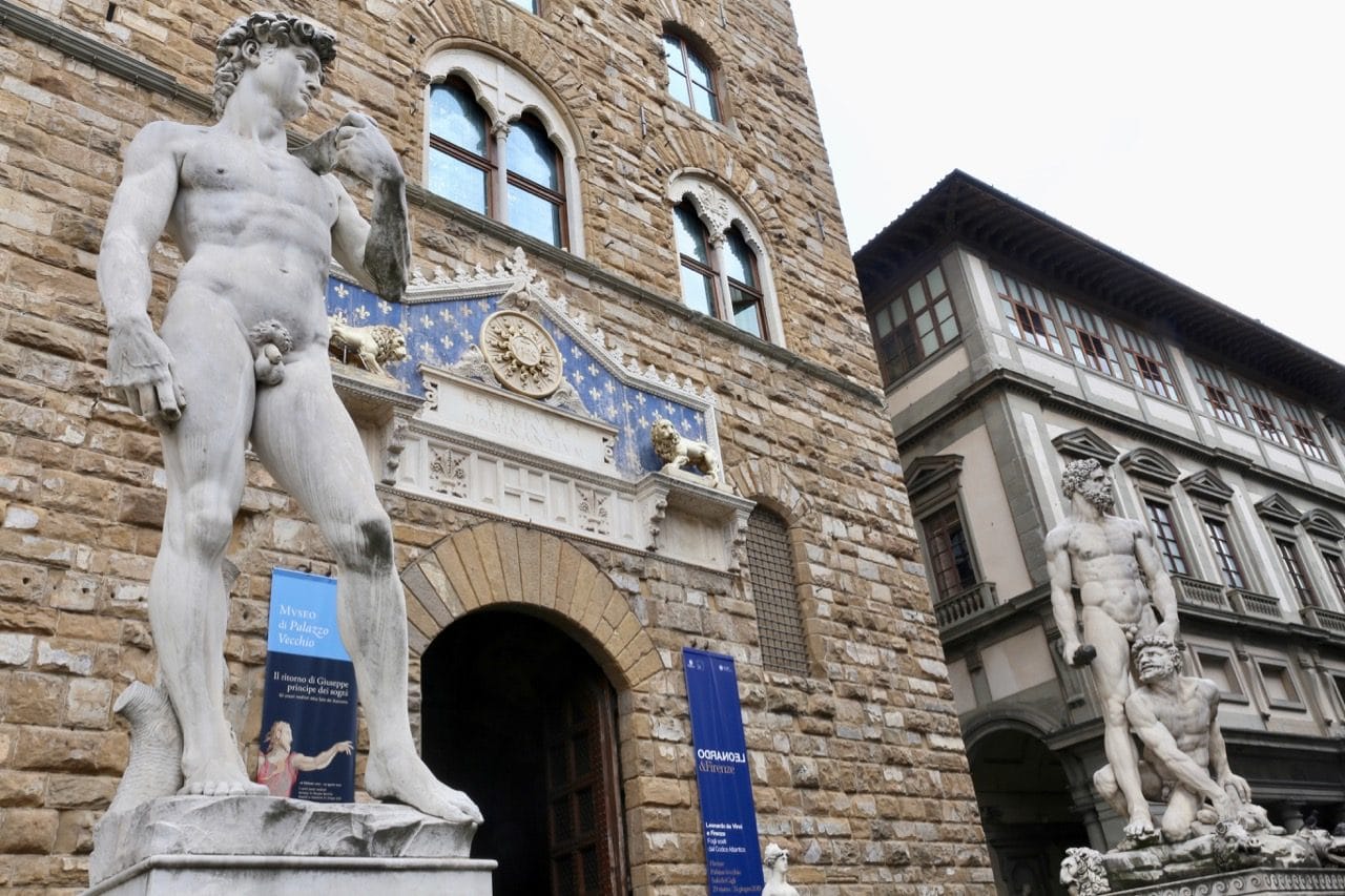 Make a stop at The David outside Palazzo Veccchio on your Florence in a day itinerary.