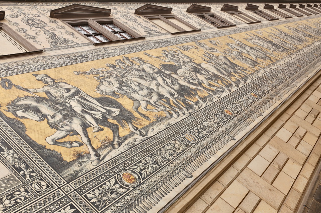 Furstenzug is a historic mural located near Dresden Castle.