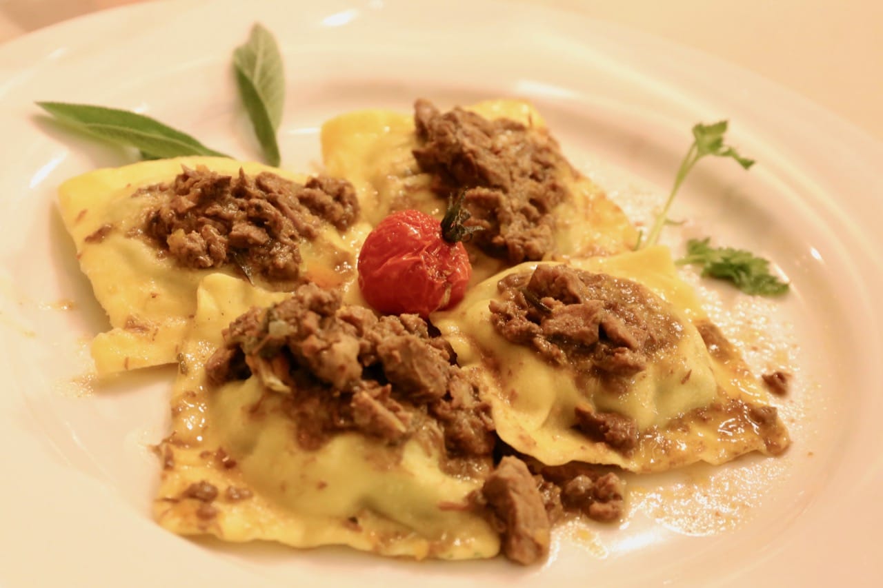 Maremma Tortellini is topped with Chianina beef.