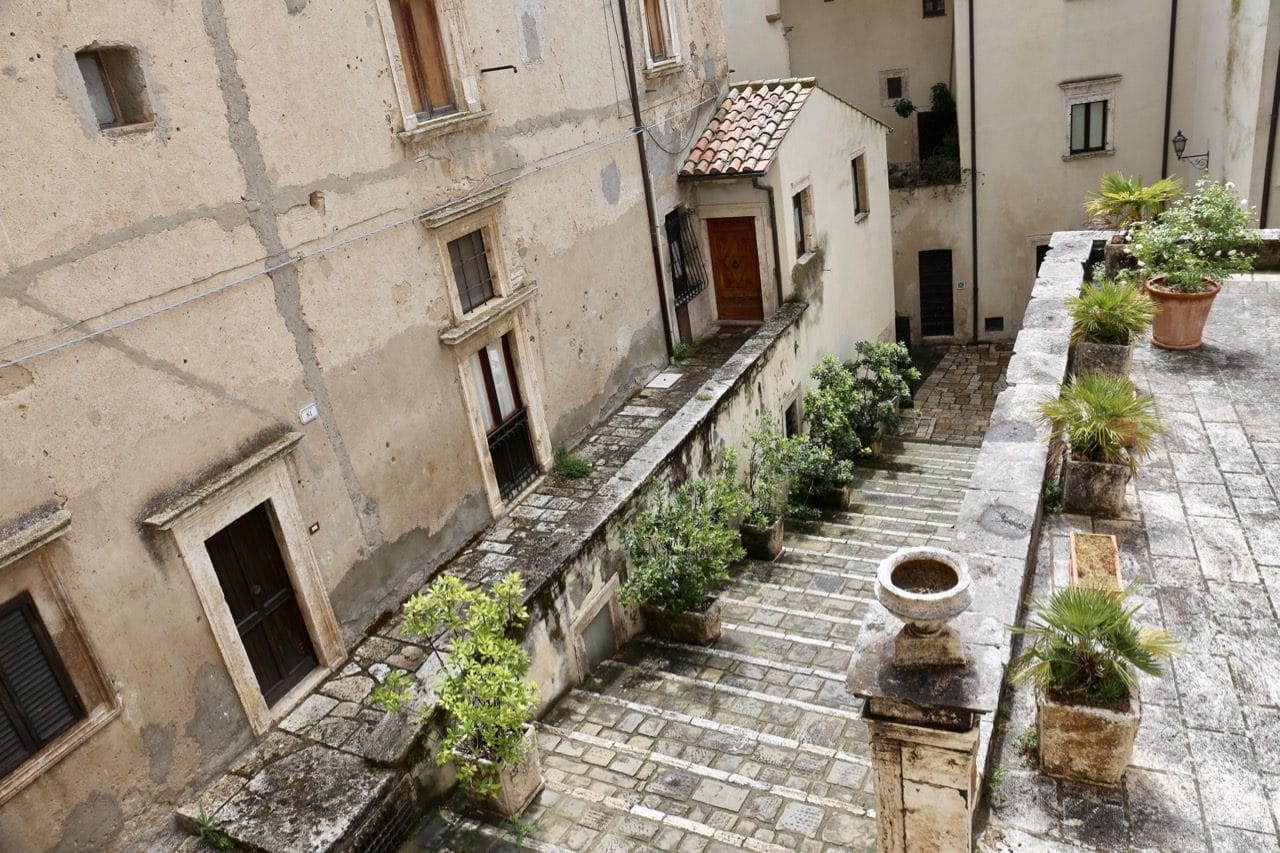 The steps leading up to Pitigliano Italy's Civic Archaeological Museum.