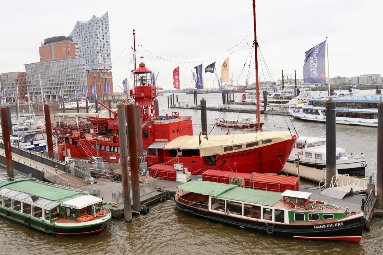 Appreciate Hamburg's bustling harbour by strolling along City Sporthafen.