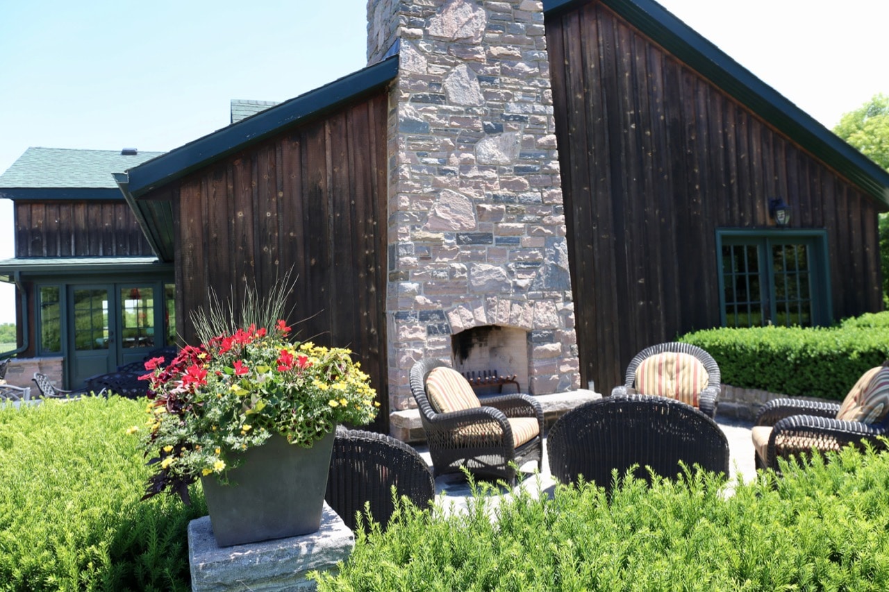 Beamsville Wineries: Hidden Bench Estate Winery's outdoor patio features a fireplace. 