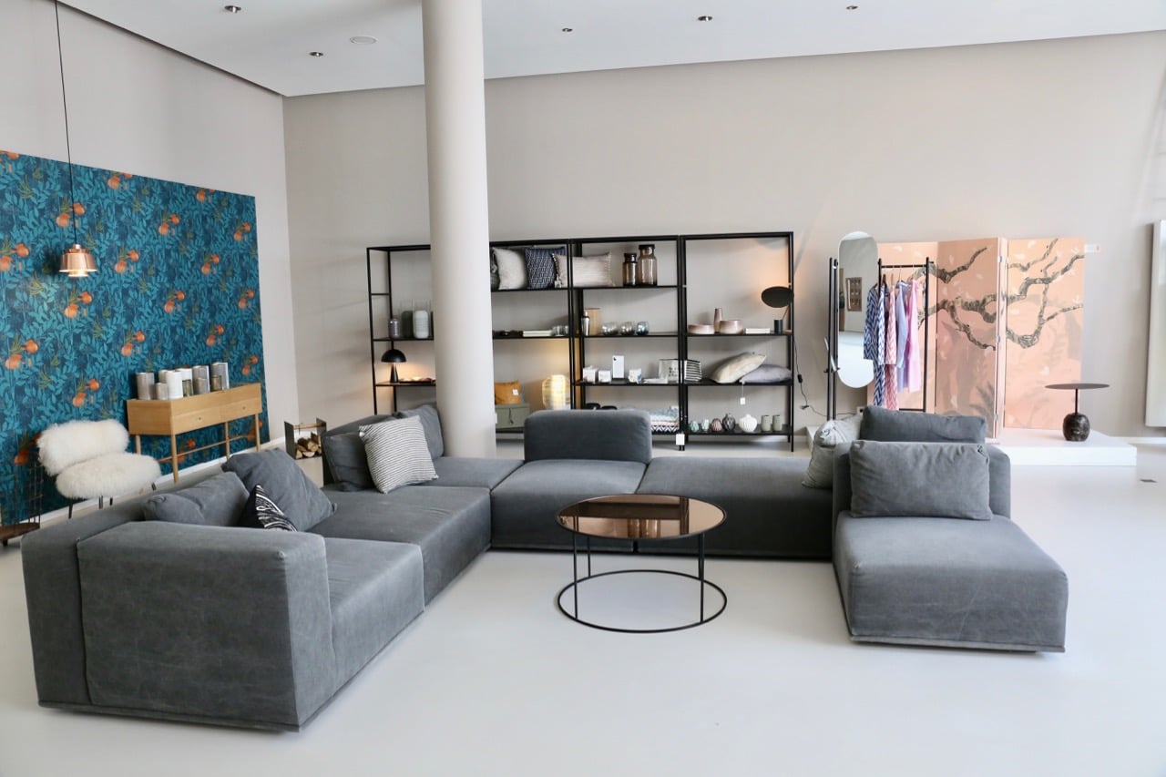 The boutique luxury hotel's lobby doubles as a reception area and gift shop.