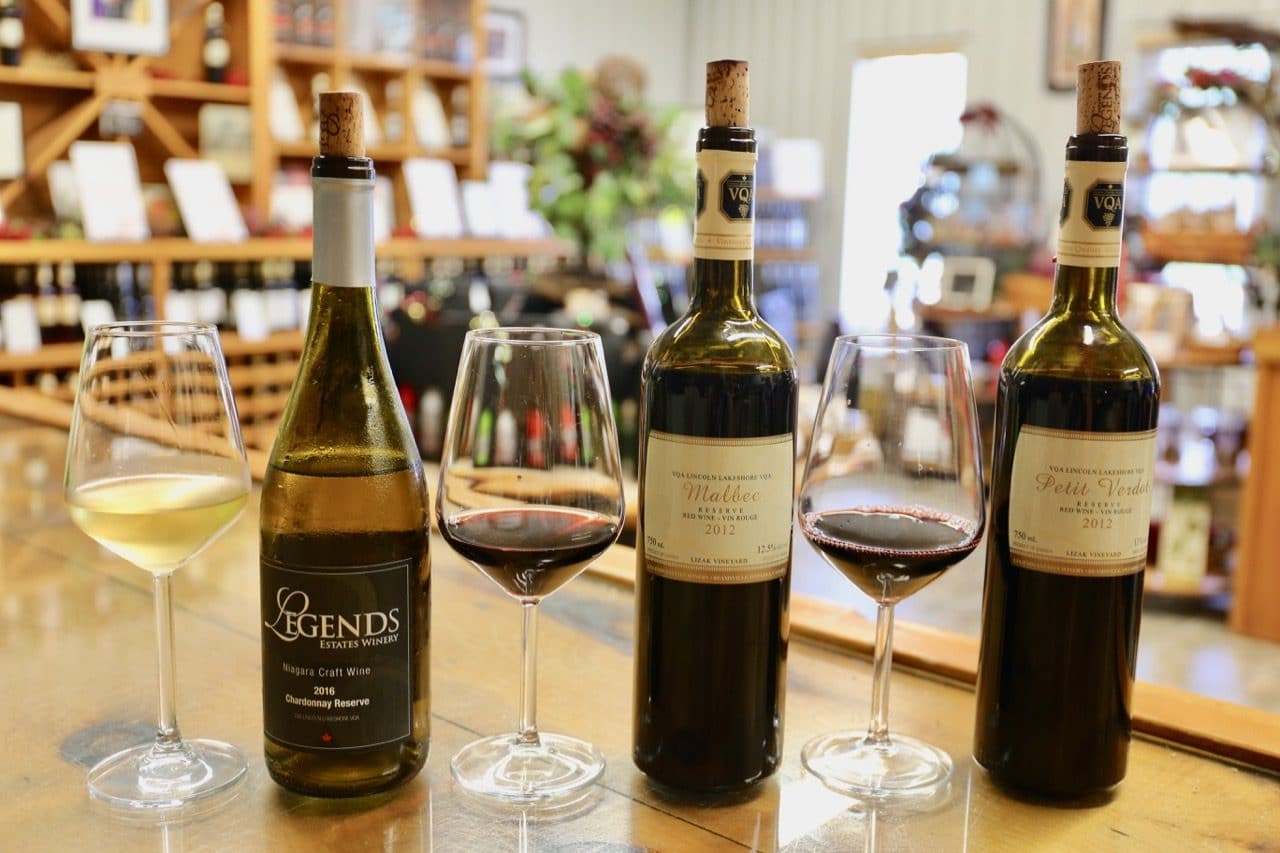 Chardonnay Reserve, Malbec and Petit Verdot at Legends Estates Winery.