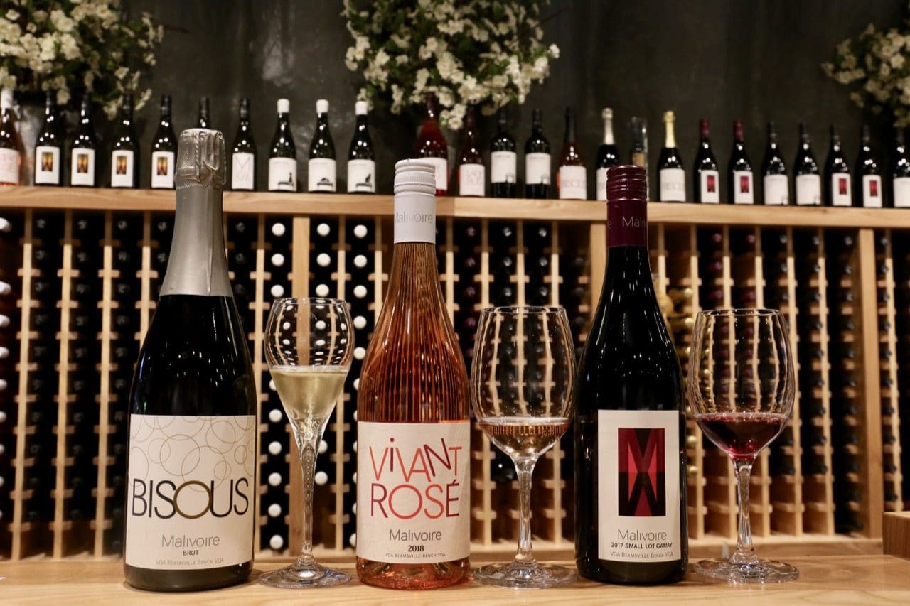 Bisous Brut NV, Rose Vivant and Small Lot Gamay at Malivore Wine Company.