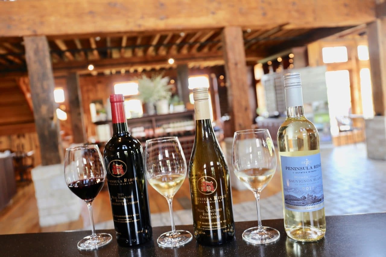 Sauvignon Blanc, Chardonnay and Cabernet Sauvignon at Peninsula Ridge Estates Winery.