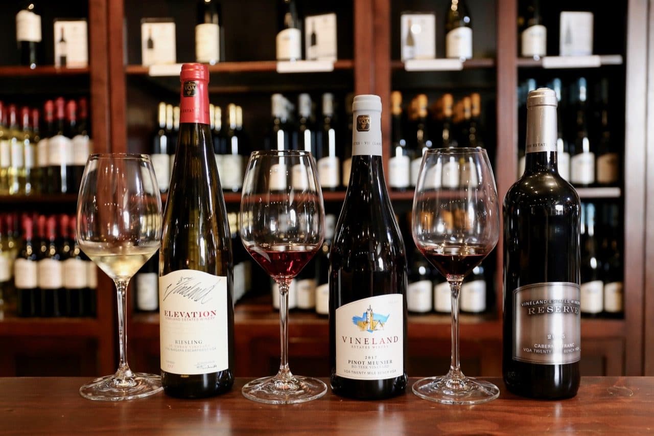 Elevation St. Urban Riesling, Pinot Meunier and Cabernet Franc Reserve at Vineland Estates Winery.
