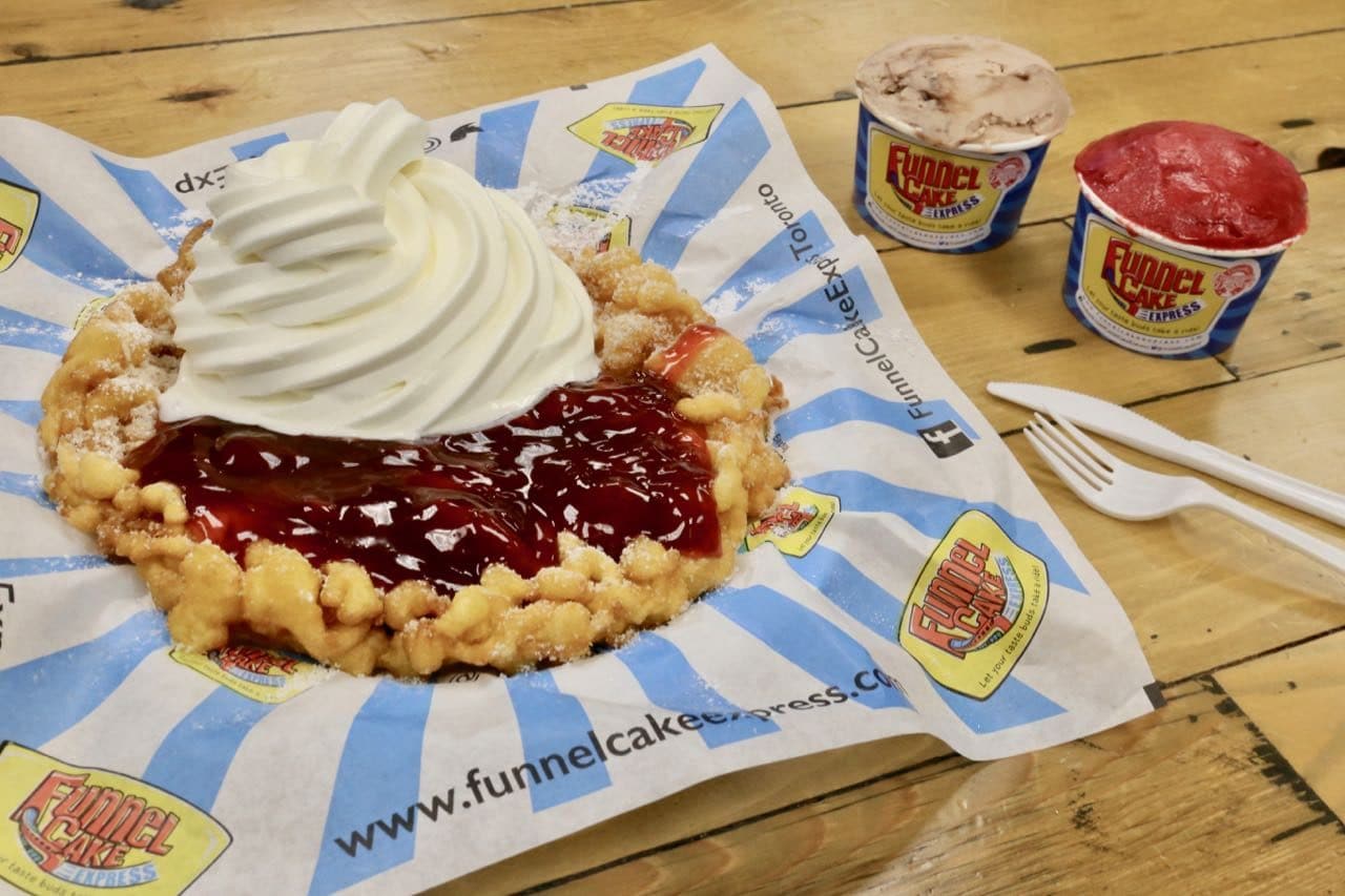 Funnel Cake Express offers homemade gelato and the iconic Canadian carnival snack. 