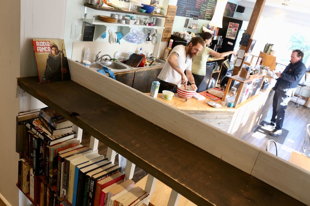 Grab a quality coffee at Georgestown Cafe and Bookshelf.