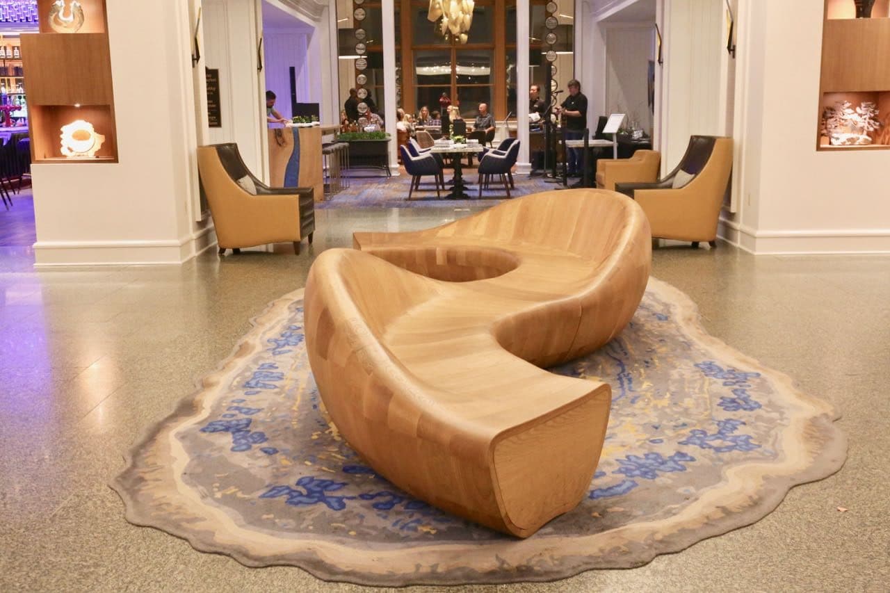 The lobby at JW Marriott Muskoka in Rosseau.