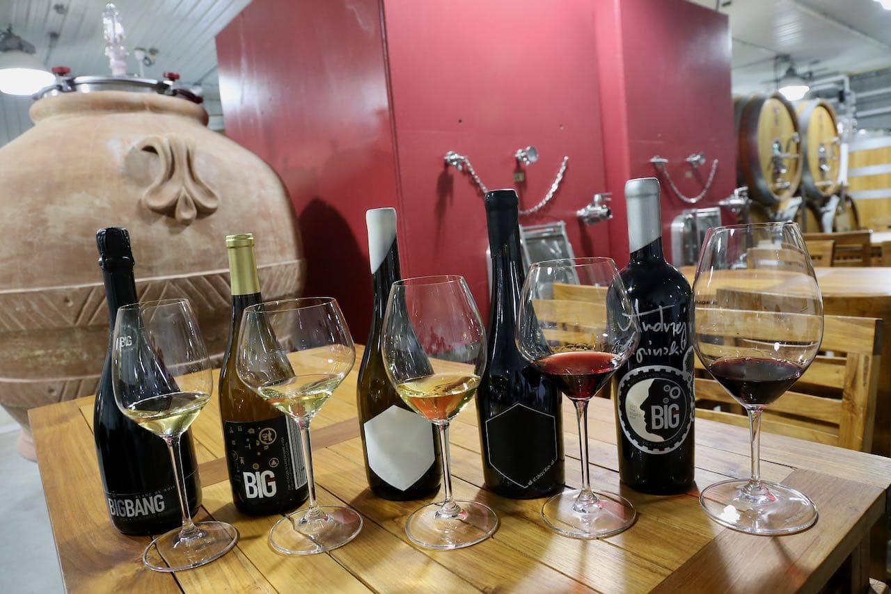 Enjoy a tasting of red, white and sparkling wines at Big Head Wines.