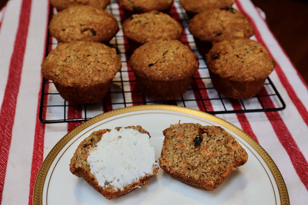 Enjoy Banana Carrot Muffins slathered in ricotta cheese or butter.
