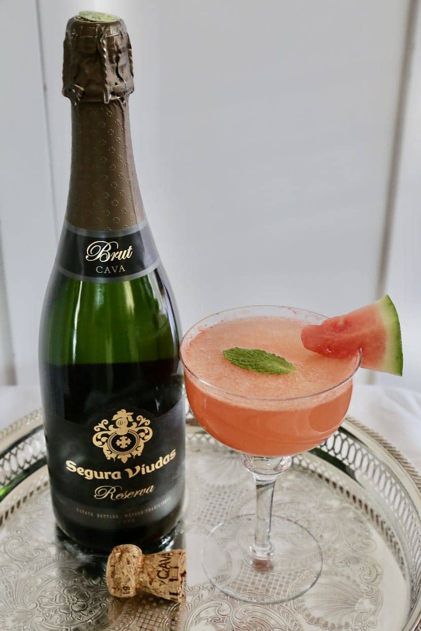 Spanish cava and Mexican tequila and lime make love in the Cavamelon Cooler.