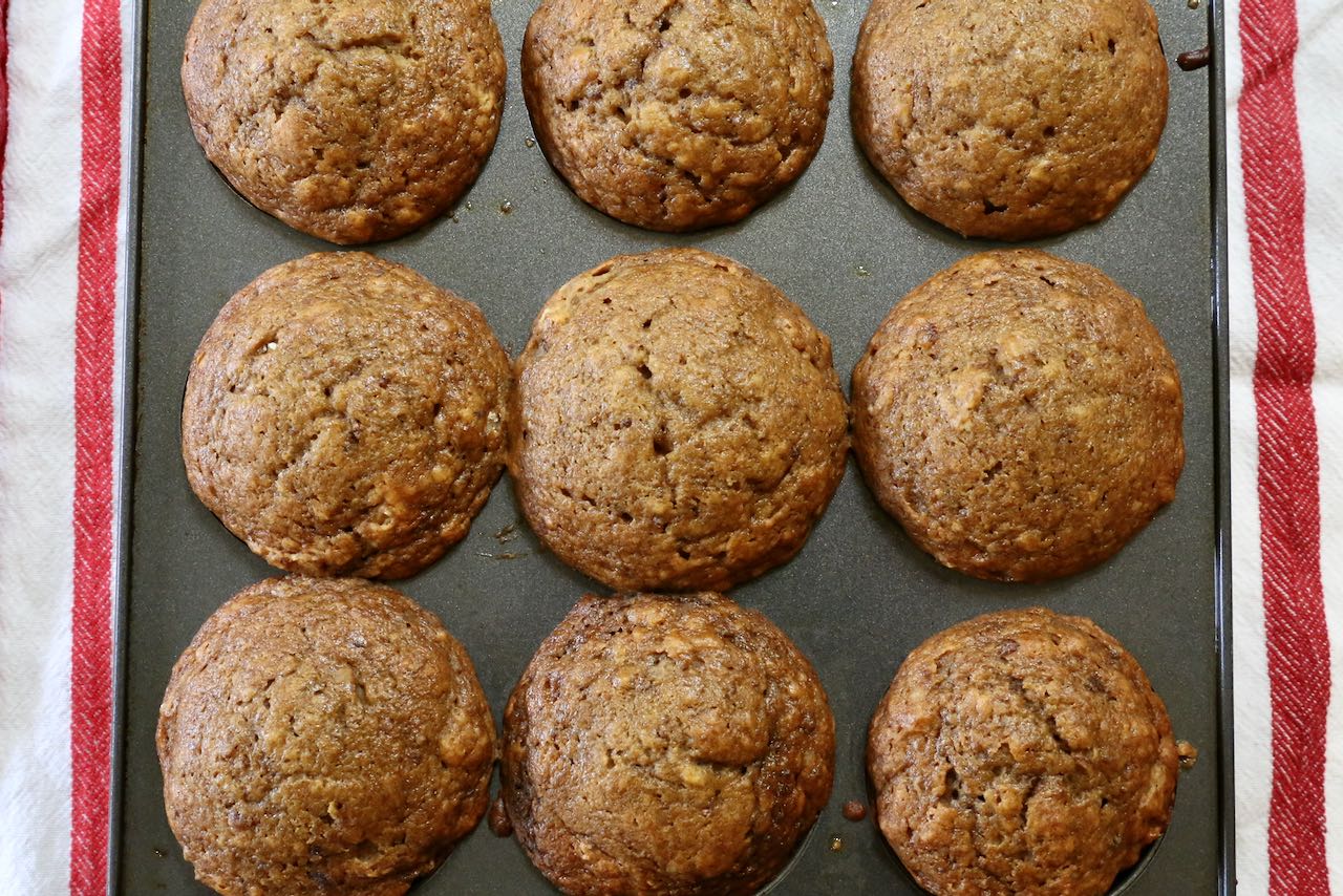 Homemade Banana and Date Muffins fresh out of the oven.