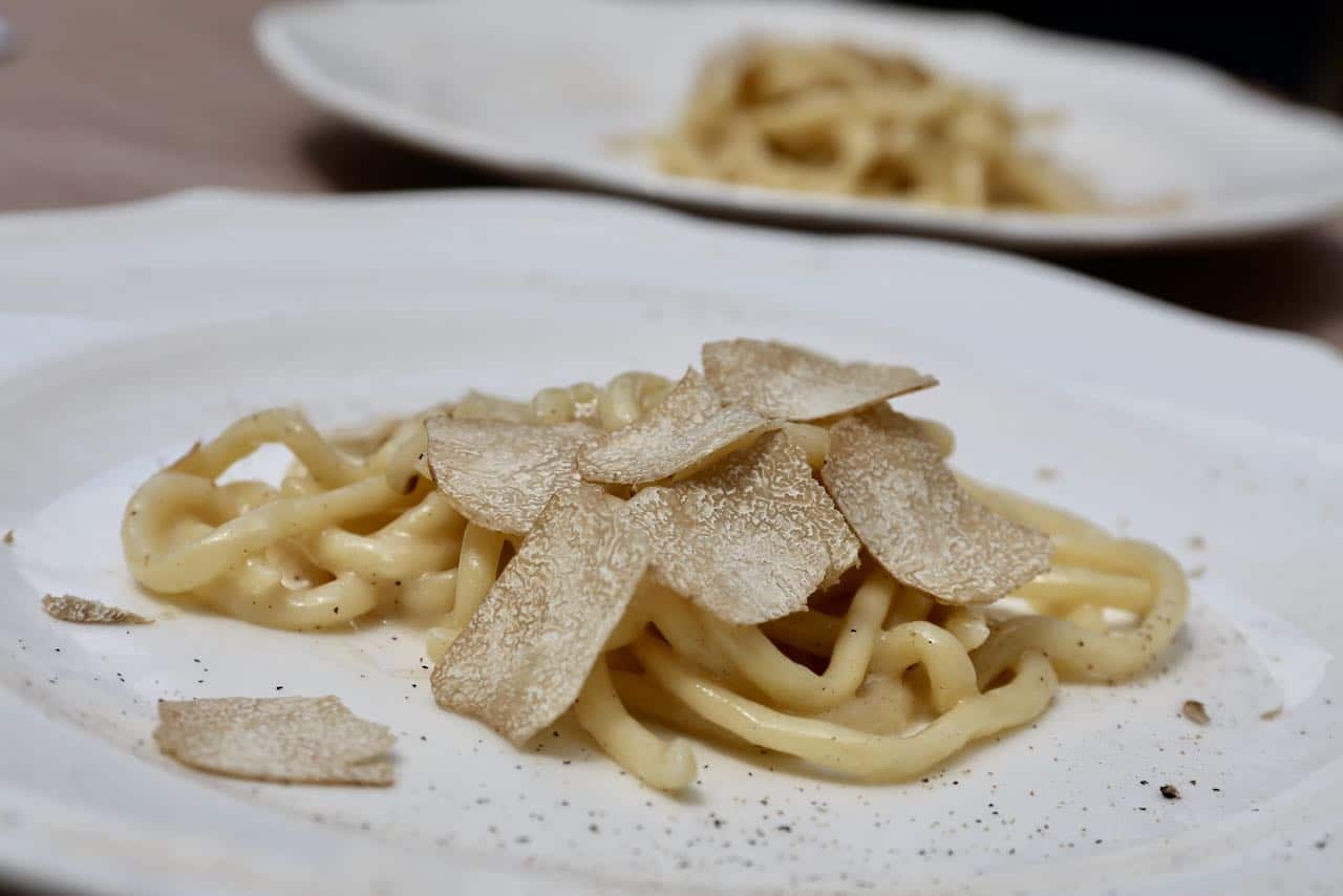 Make a decadent Cacio e Pepe Pici Pasta recipe by adding shaved white truffle.