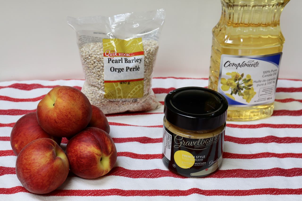 Canadian Salad: BC Peaches, Alberta  Barley, Saskatchewan Mustard and Manitoba Canola Oil.