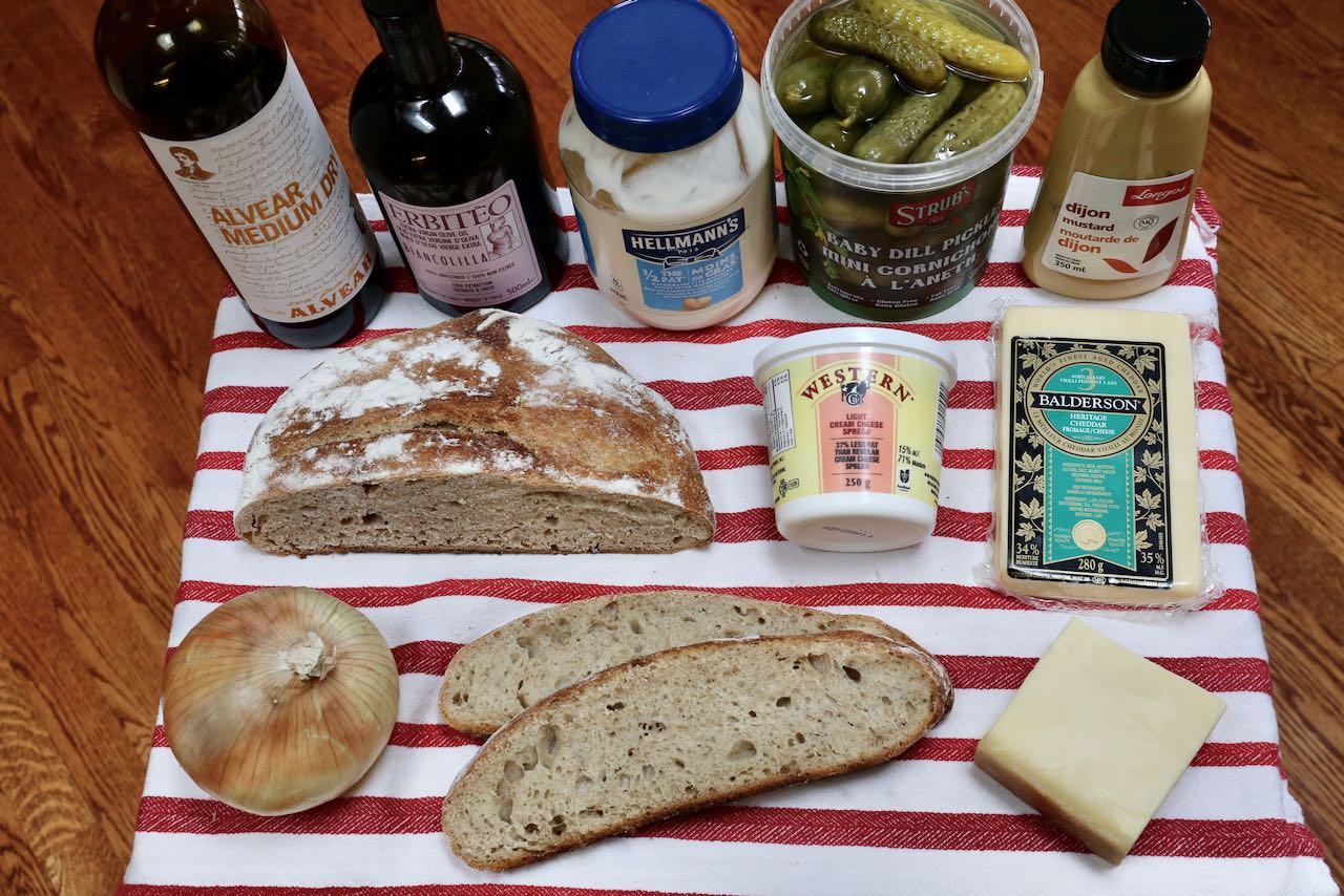 Ingredients you'll need to make our Crispy Gruyere Grilled Cheese Recipe.