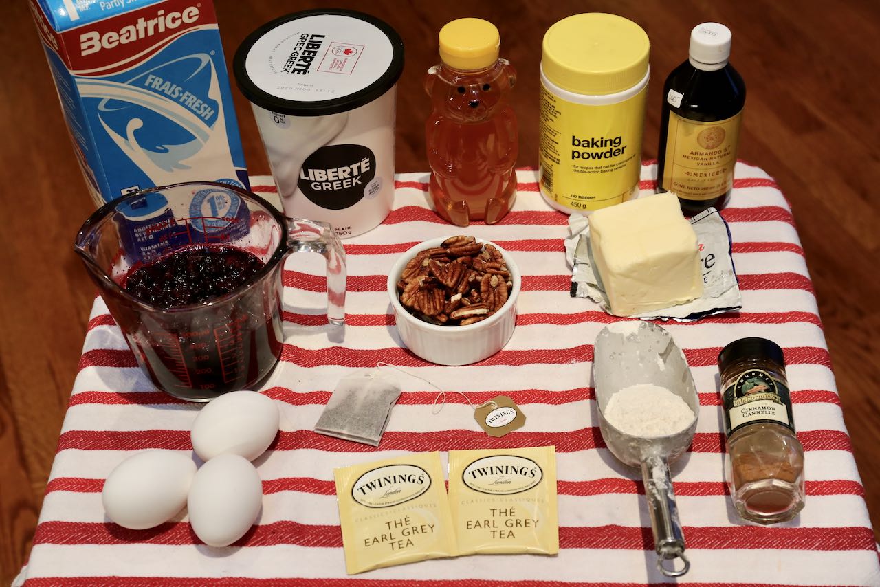 Ingredients you'll need to make our Blueberry Earl Grey Muffins recipe.