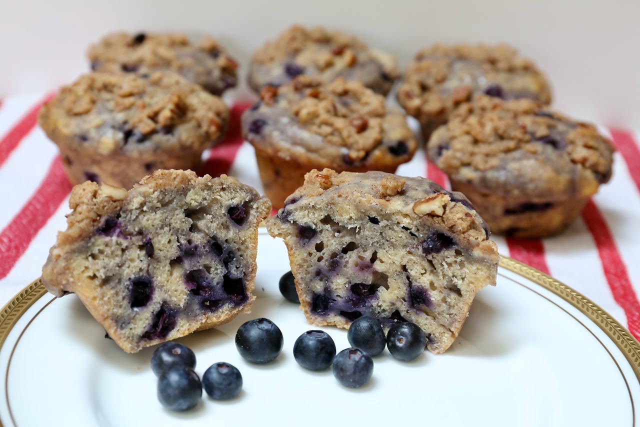 Blueberry Earl Grey Muffins with Pecan Streusel.