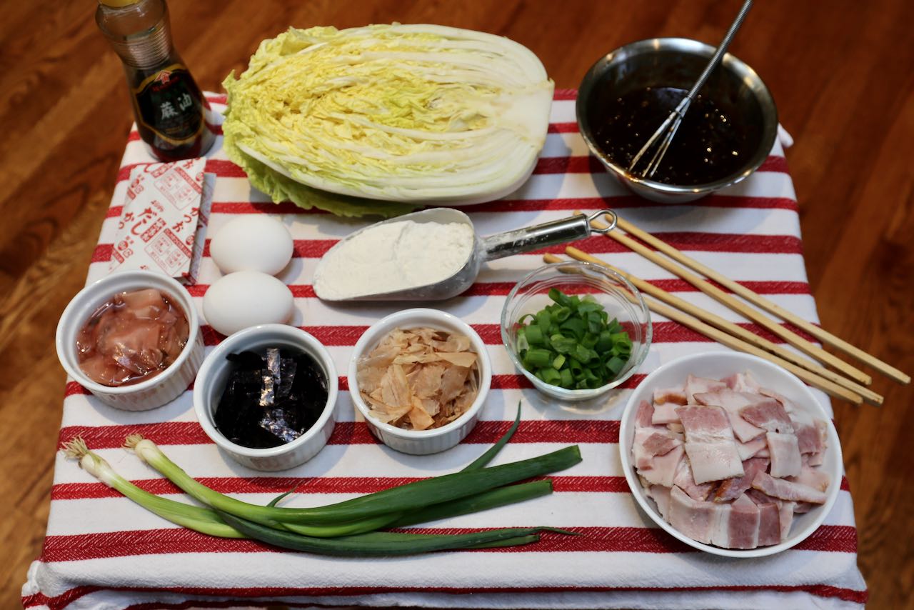 Ingredients you'll need to make our Japanese Cabbage Pancake with Pork.