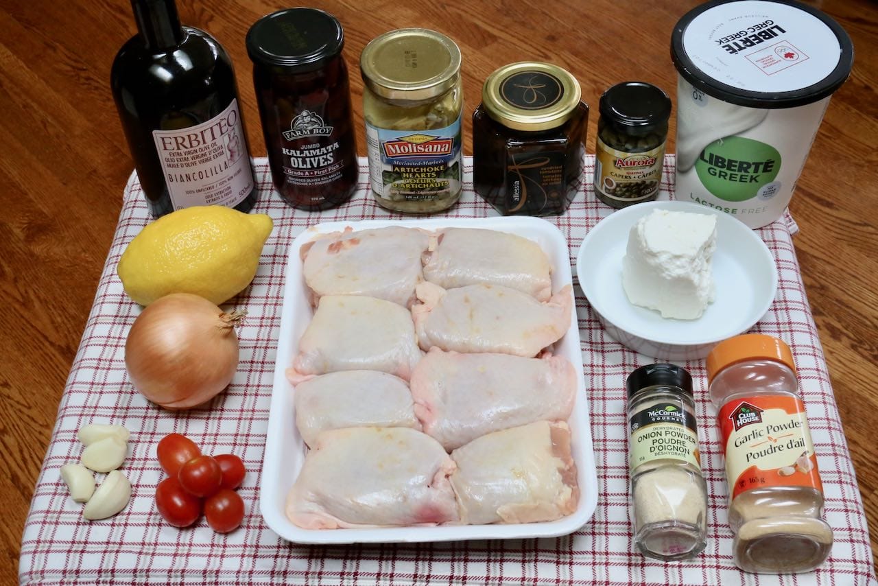 Ingredients you'll need to make Baked Mediterranean Chicken Thighs.