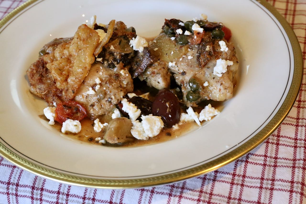 Serve a fresh Greek Salad with homemade Mediterranean Chicken Thighs.