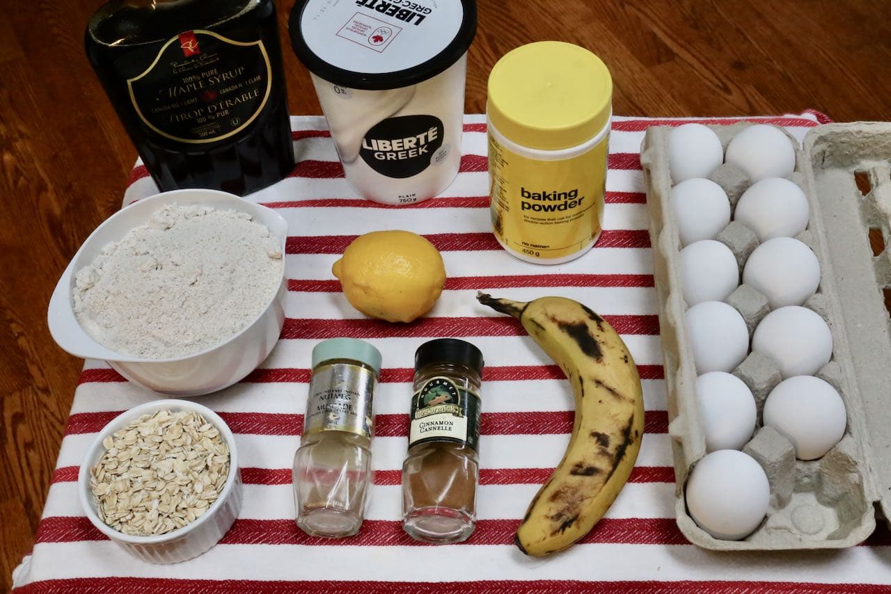 Ingredients you'll need to make the best Oat Flour Pancakes recipe.