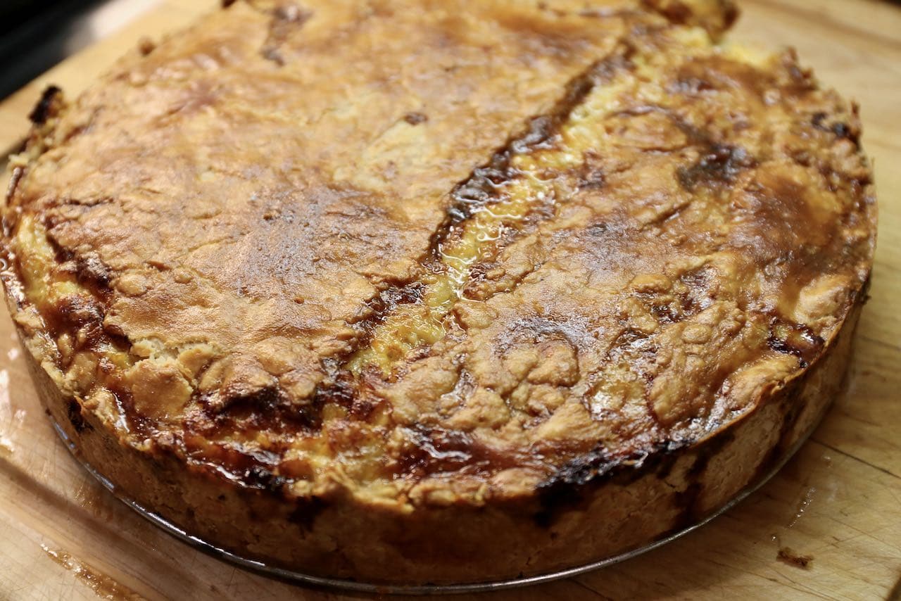 Let Old School Cheese and Onion Pie cool before serving. 