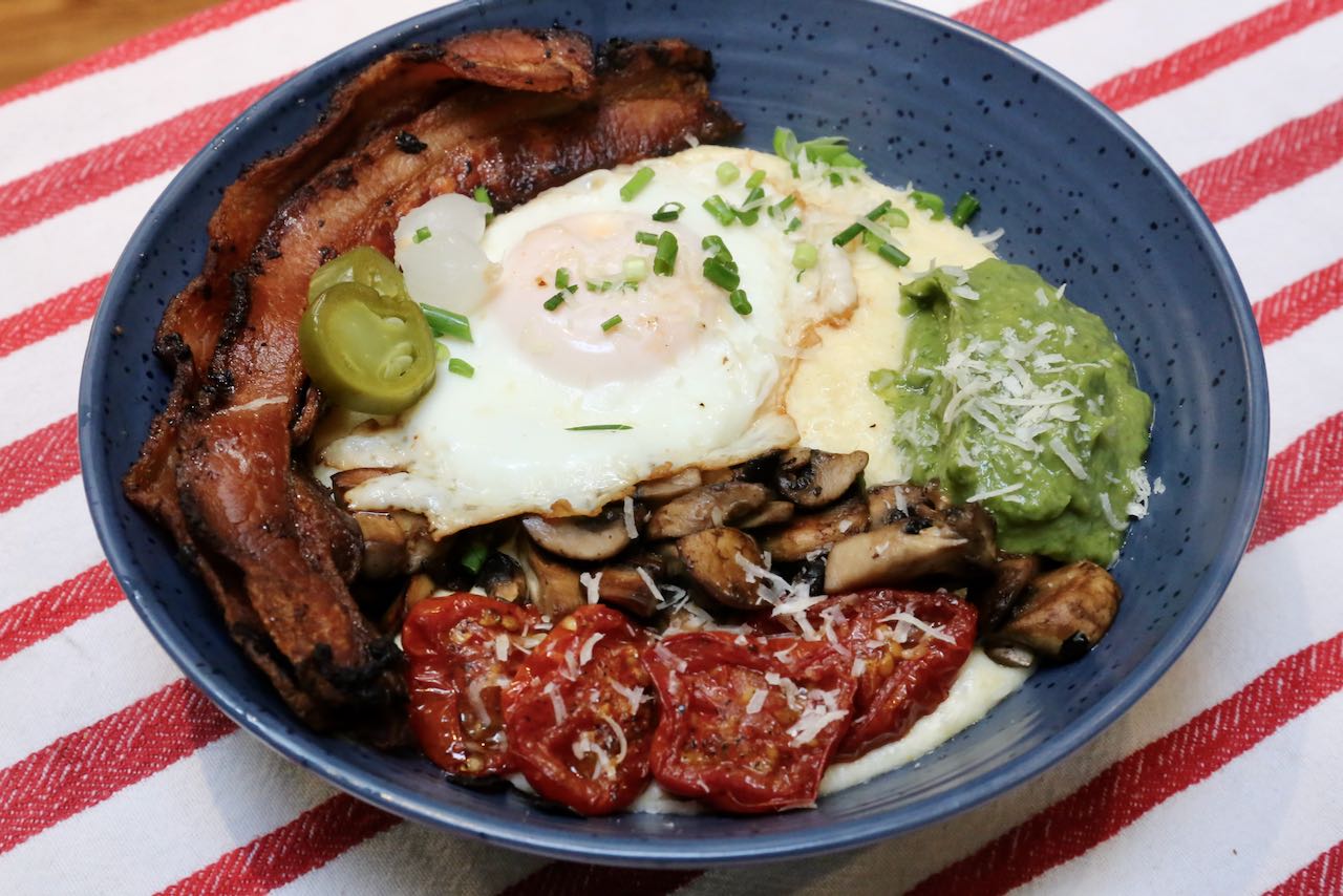 Breakfast polenta is our favourite healthy brunch bowl.