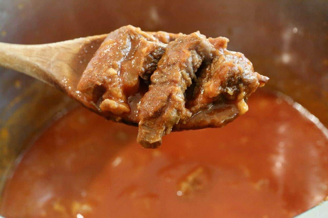 Instant Pot Short Rib Ragu Tip: slice the cooked beef into bite sized pieces.