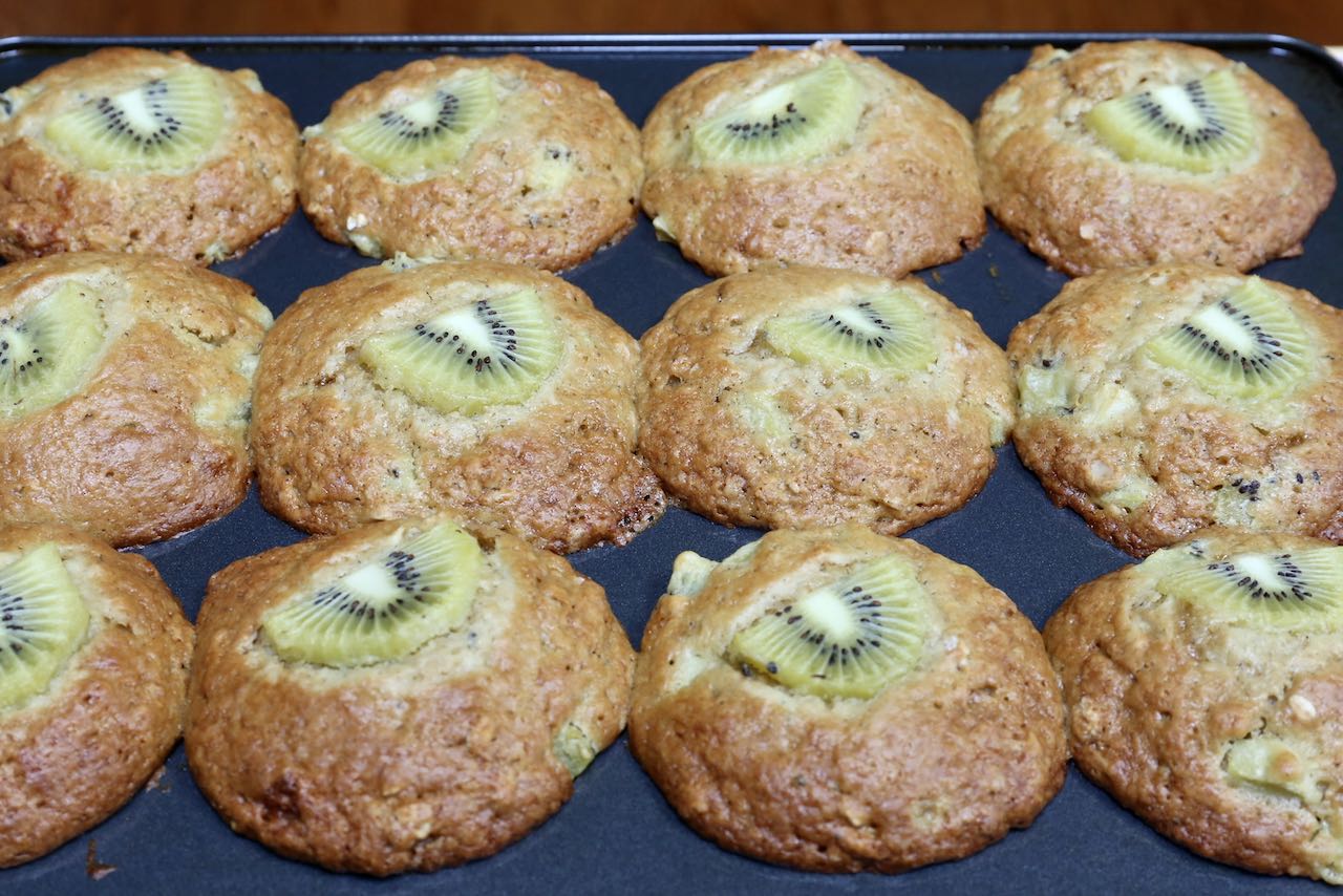 Serve Kiwi Muffins with butter, cream cheese or ricotta.