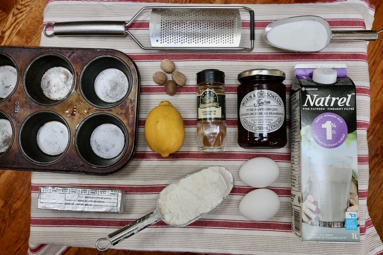 Ingredients you'll need to make Old Fashioned Jam Donut Muffins.