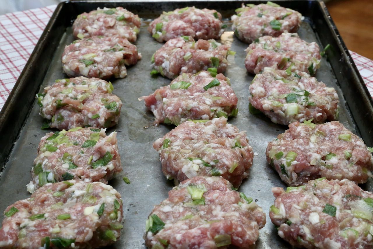 Bun Cha Recipe: Form small meatballs with your hands and place on a baking sheet.