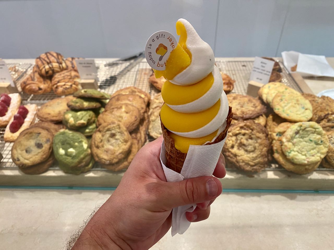 Enjoy cookies, croissants, cake  and soft serve ice cream at Butter Baker Toronto.