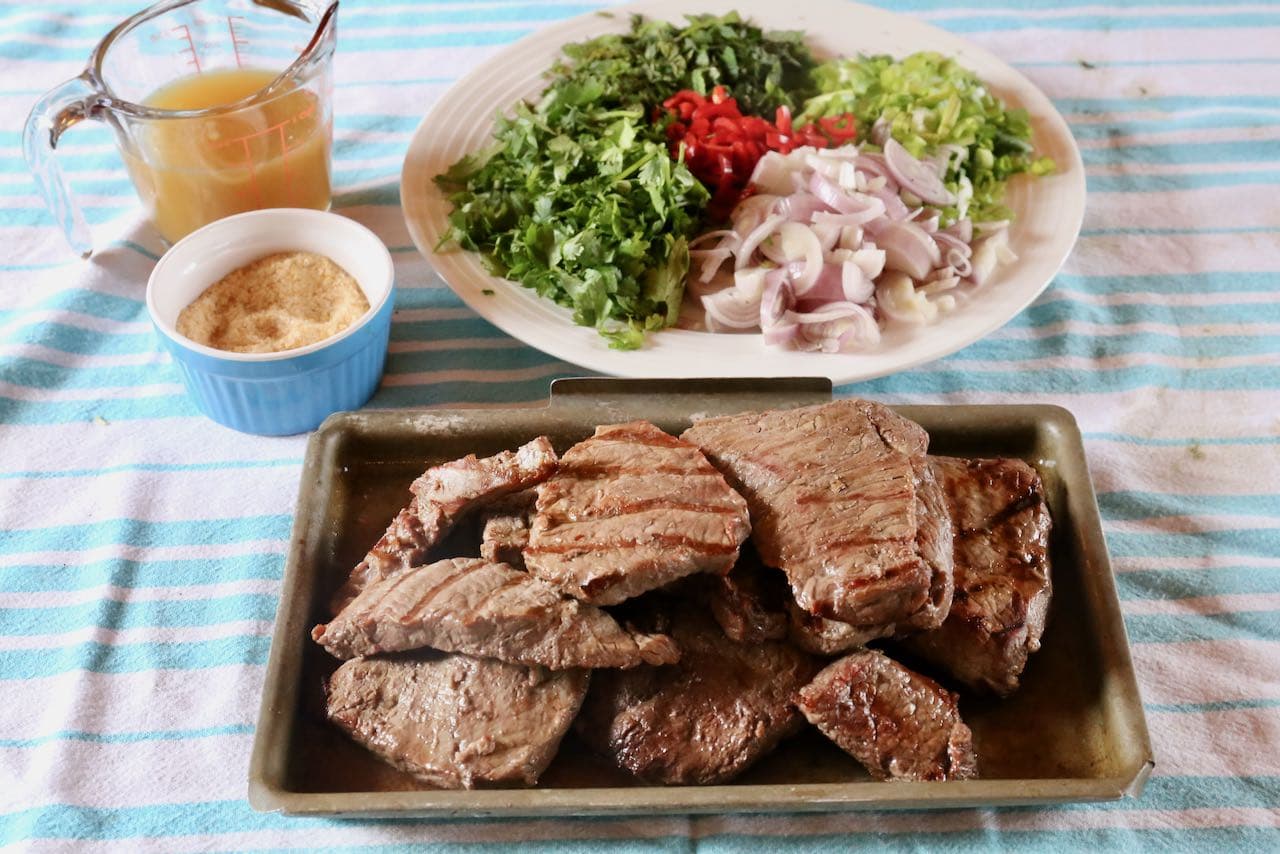 Let steak cool before slicing and assembling your Thai beef salad. 
