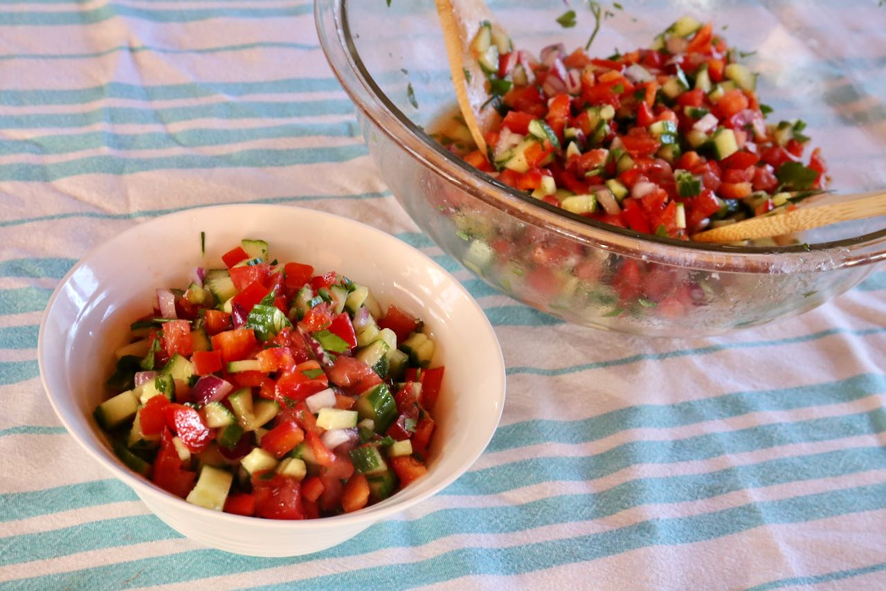 Enjoy healthy vegetarian Egyptian Salad as a light lunch or serve out of a large bowl at dinner as a side dish.