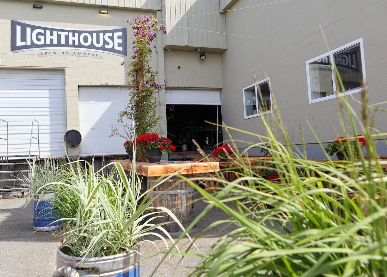 Lighthouse Brewing Company's outdoor patio in Victoria, BC.