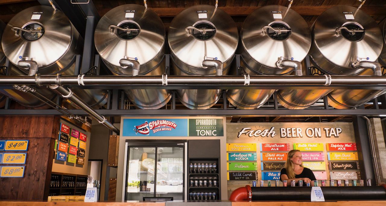 The beer bar at Phillips Brewing in Victoria, British Columbia.