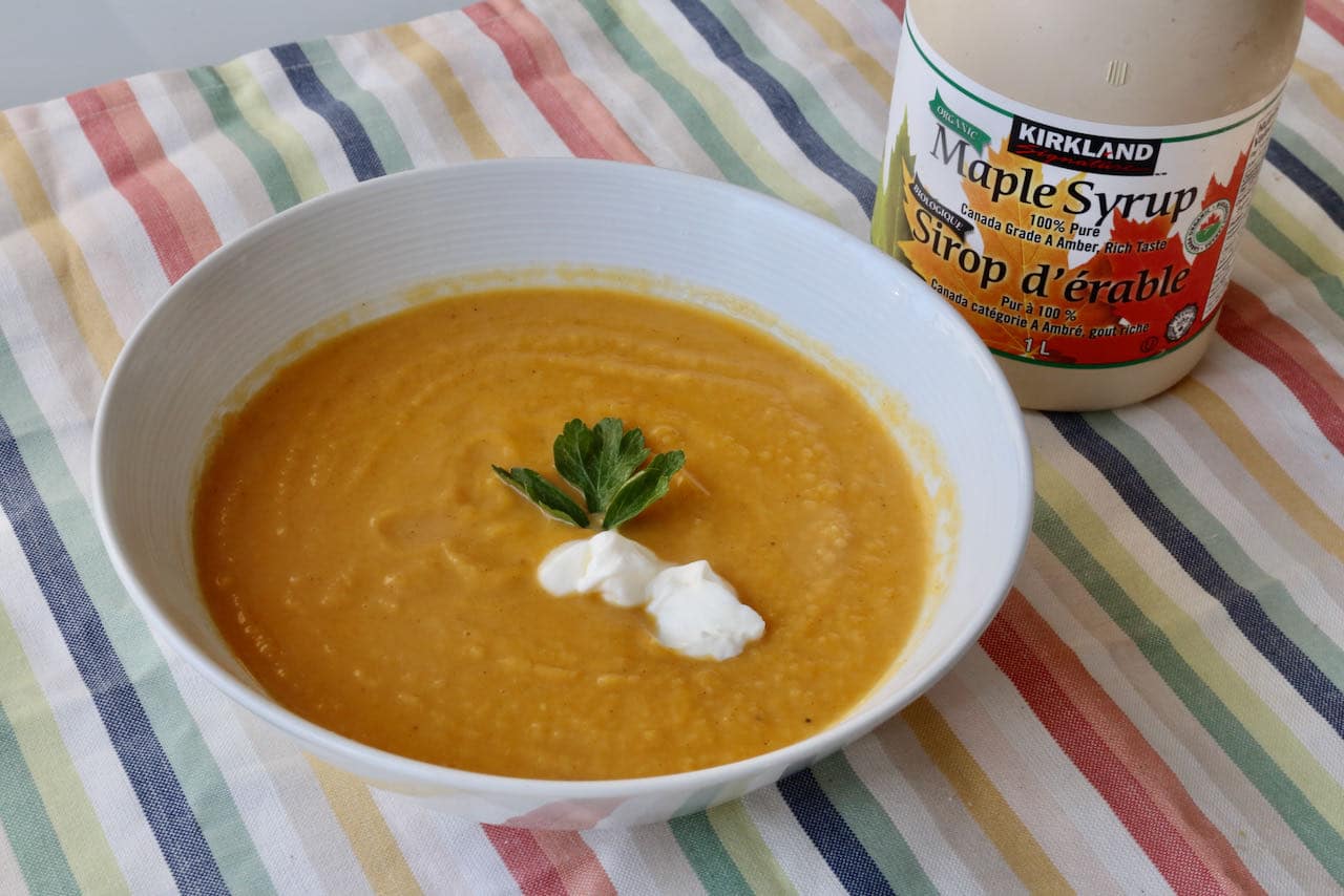 Sweeten your Pumpkin and Sweet Potato Soup with honey and maple syrup.
