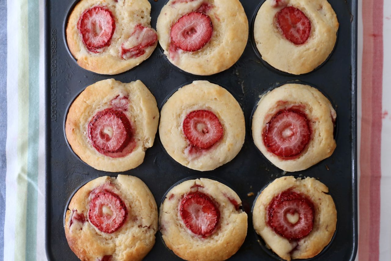 Let Strawberry Cream Cheese Muffins cool before serving.
