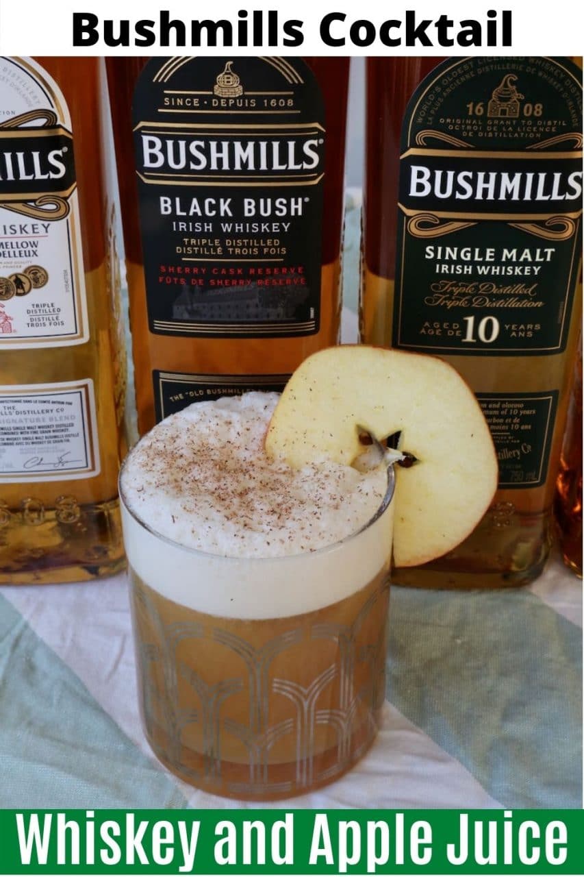 Save our Irish Whiskey and Apple Juice Bushmills Cocktail recipe to Pinterest!