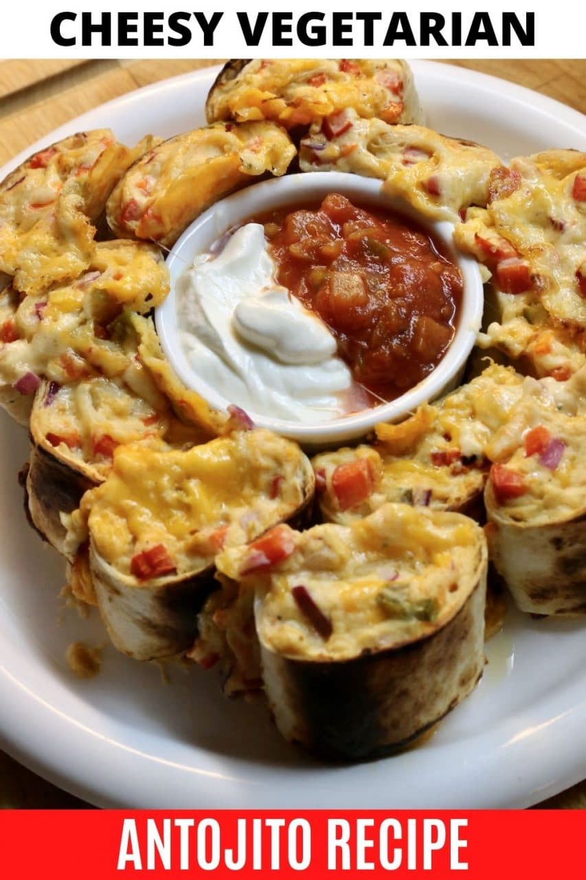 Save our easy vegetarian Antojito recipe to Pinterest!