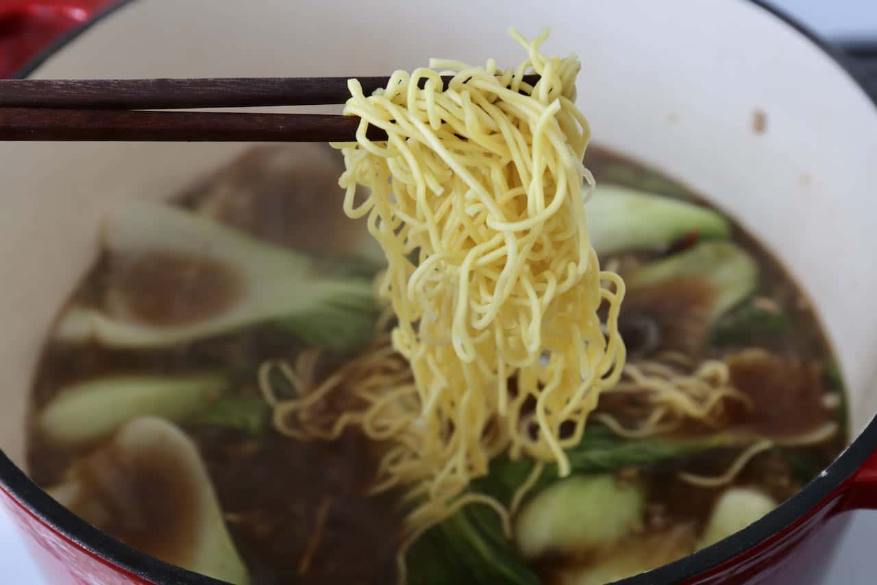Slurp Ginger Garlic Soup with Chinese egg noodles.