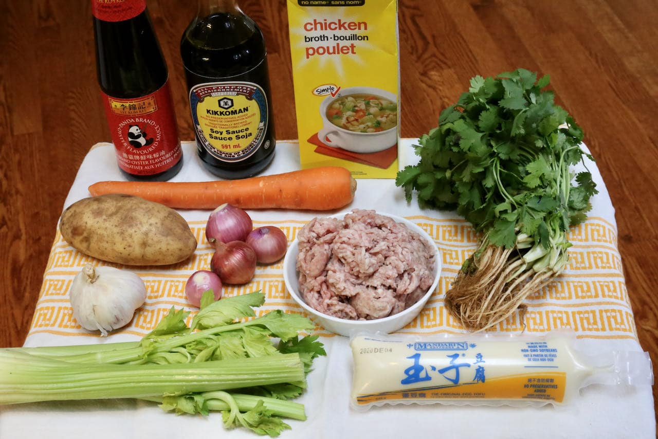 Egg Tofu Soup ingredients.