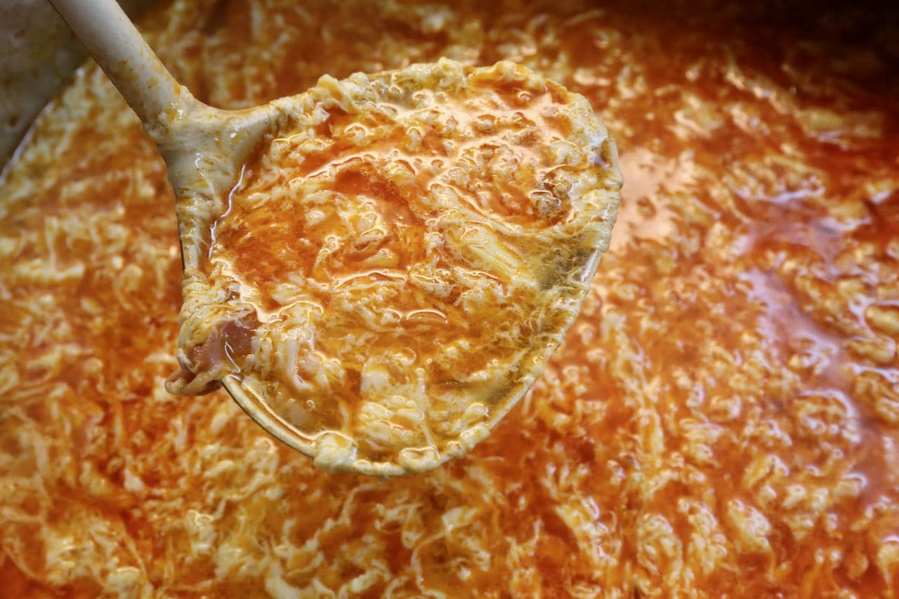 This Spanish Soup recipe features soft and tender egg threads and should be served immediately. 