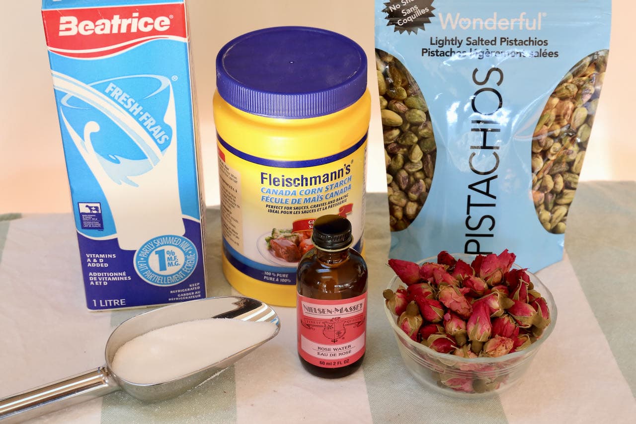 Mahalabia recipe ingredients.